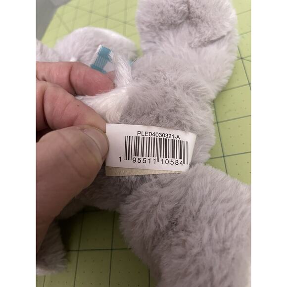 Walmart Small 8” Bunny Rabbit Gray Floppy Laying Gingham Bow Embroidered Eyes - Picture 7 of 9